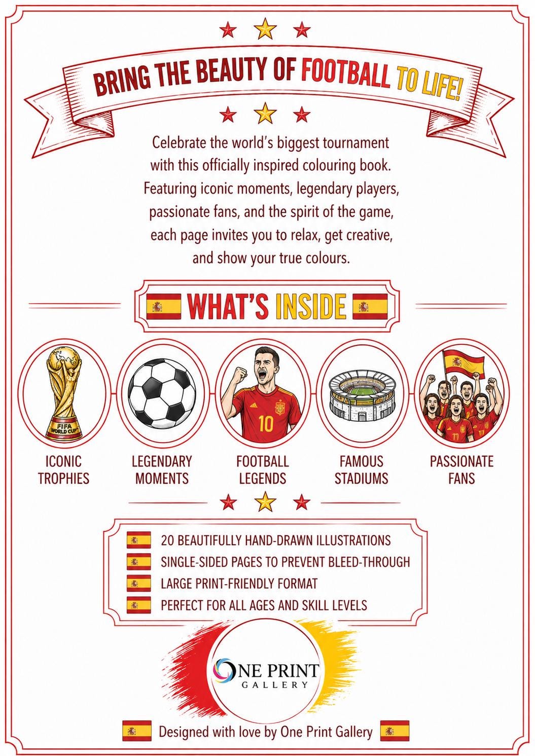 Spain World Cup 2026 Colouring Book | Football Fan Activity Book (20 Pages)