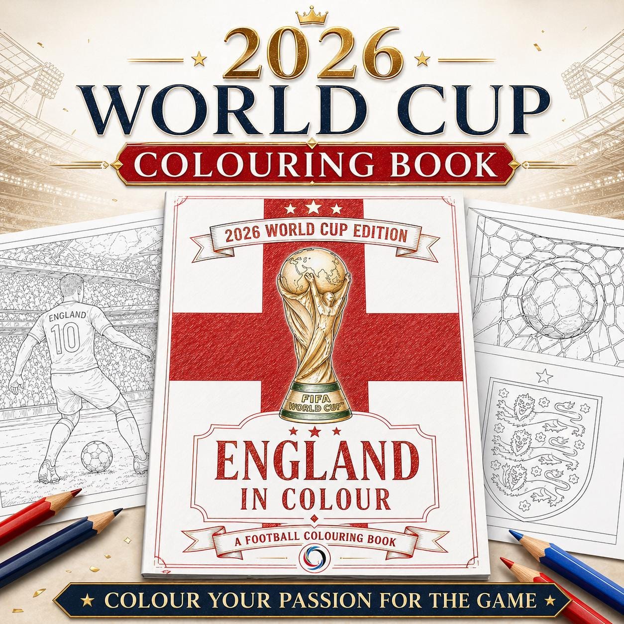 England World Cup Colouring Book | 2026 Football Activity Book for Fans