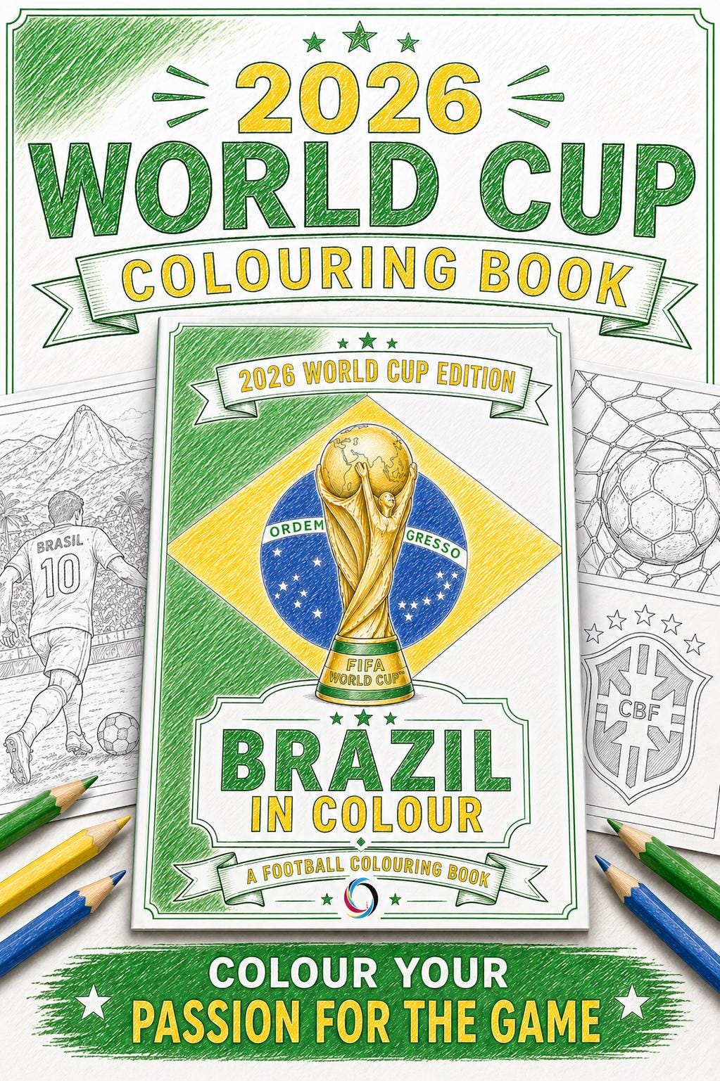 Brazil World Cup 2026 Colouring Book | Football Fan Activity Book for Kids, Adults
