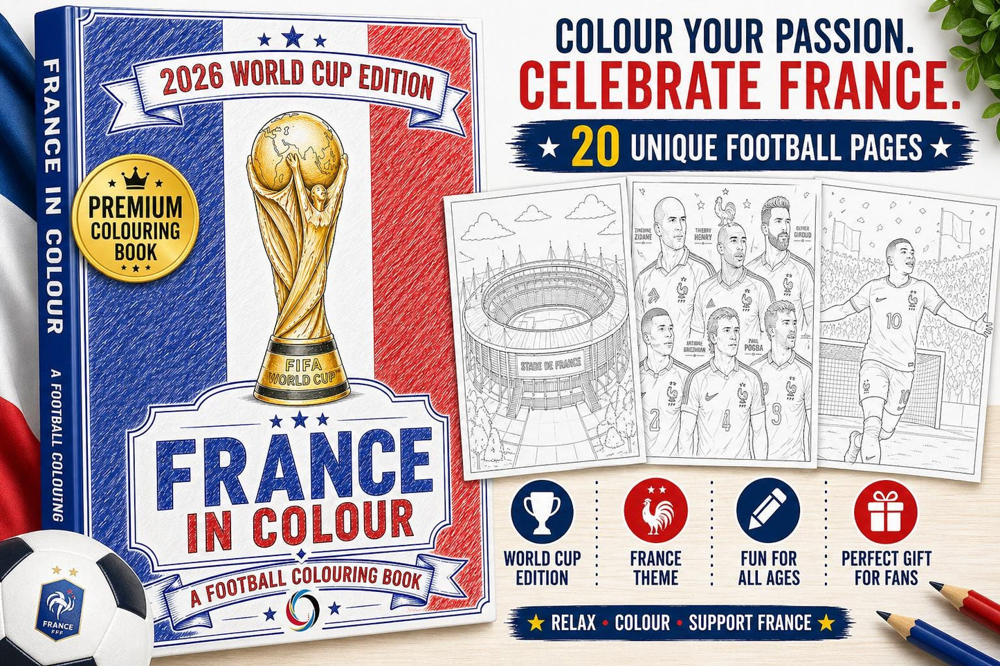 France World Cup Colouring Book | 2026 Football Activity Book for Fans