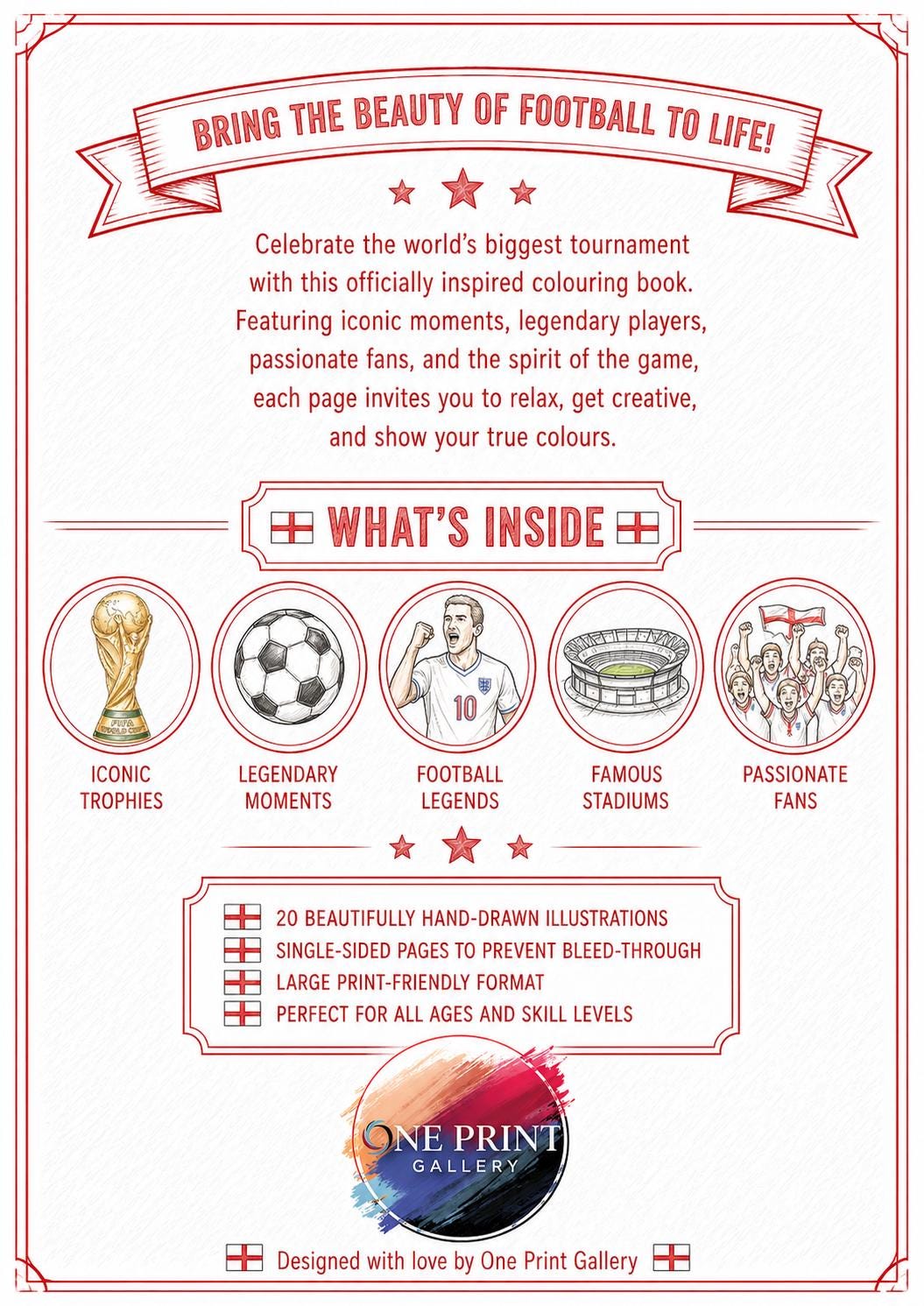 England World Cup Colouring Book | 2026 Football Activity Book for Fans