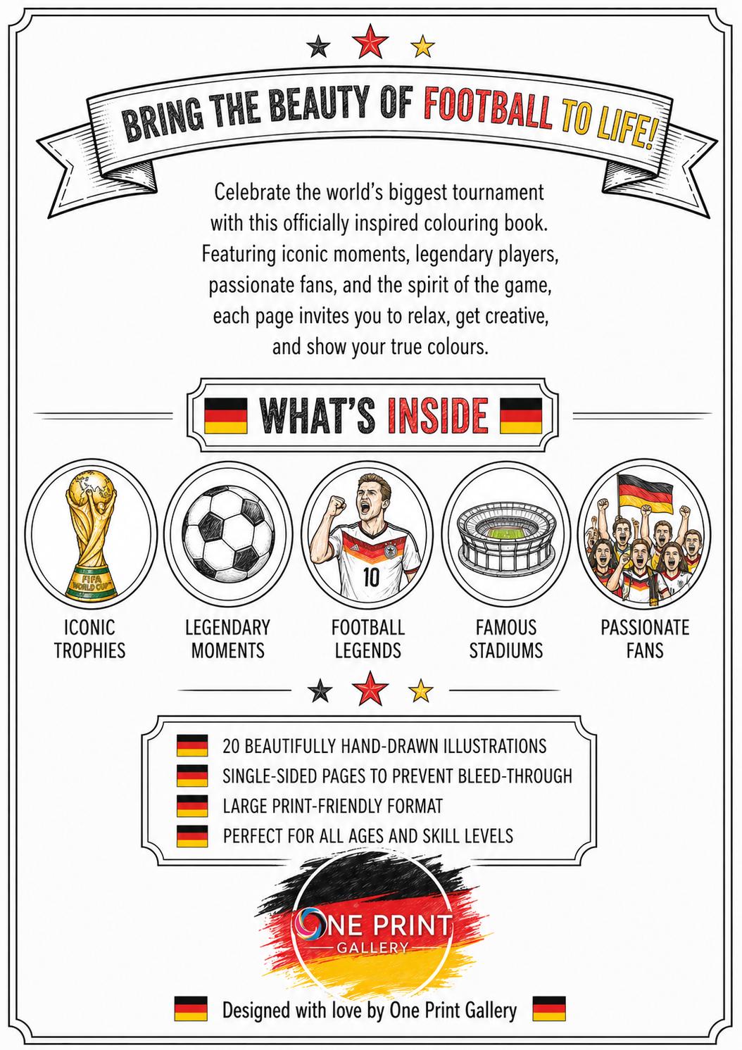 Germany World Cup Colouring Book 2026 | Football Activity Book for Fans