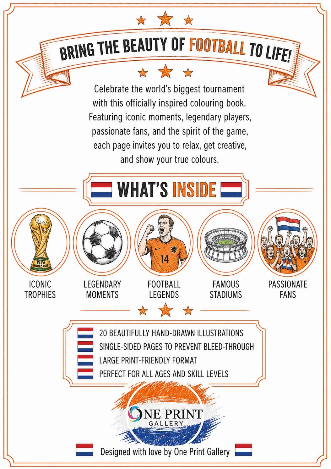 Holland 2026 World Cup Colouring Book | Netherlands Football Fan Activity Book