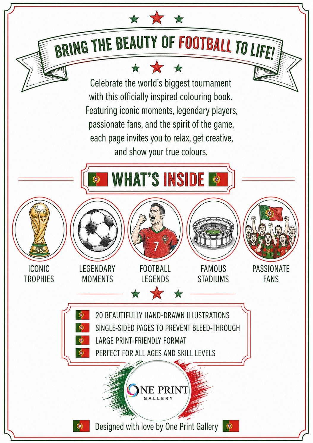 Portugal 2026 World Cup Colouring Book | Football Fan Activity Book (20 Pages)