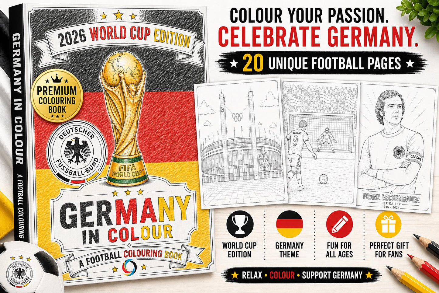 Germany World Cup Colouring Book 2026 | Football Activity Book for Fans