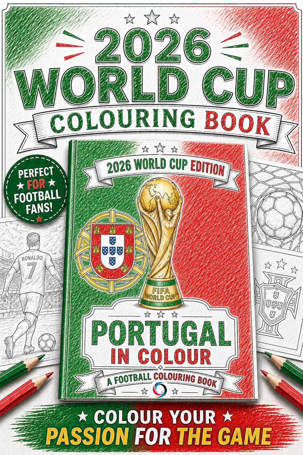 Portugal 2026 World Cup Colouring Book | Football Fan Activity Book (20 Pages)