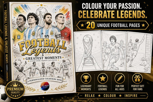 Football Legends Greatest Moments Colouring Book | World Cup Soccer Art (Digital Download)